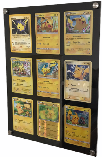 Wall frame for 9 cards (Pokémon - Sports Cards - DBZ etc) - designed for sleeved cards max 66x91mm - Anti UV