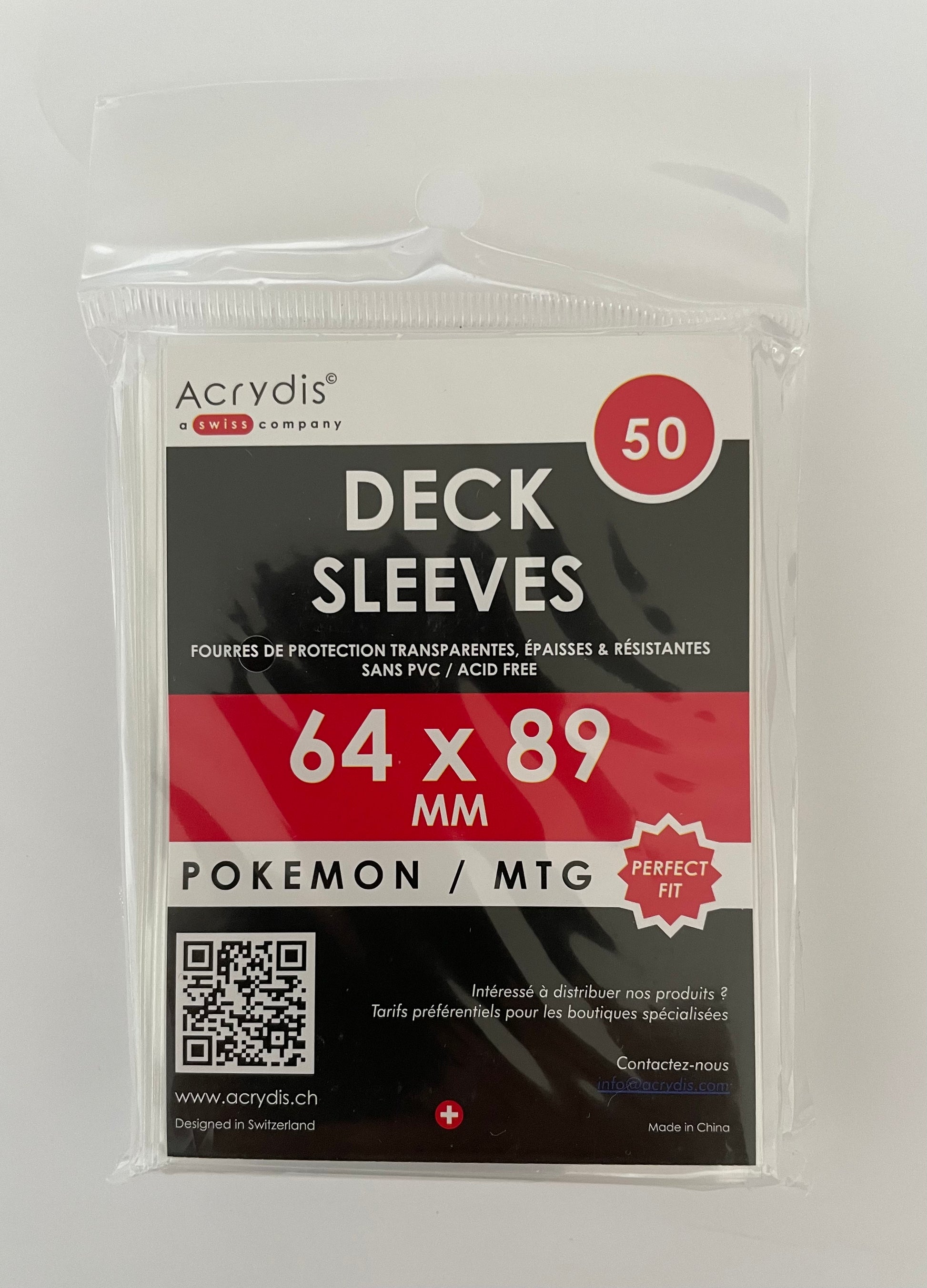 card sleeves 64x89mm Pack of 50x thick and transparent 'deck' sleeves 64x89mm for TCG cards – Acrydis Suisse
