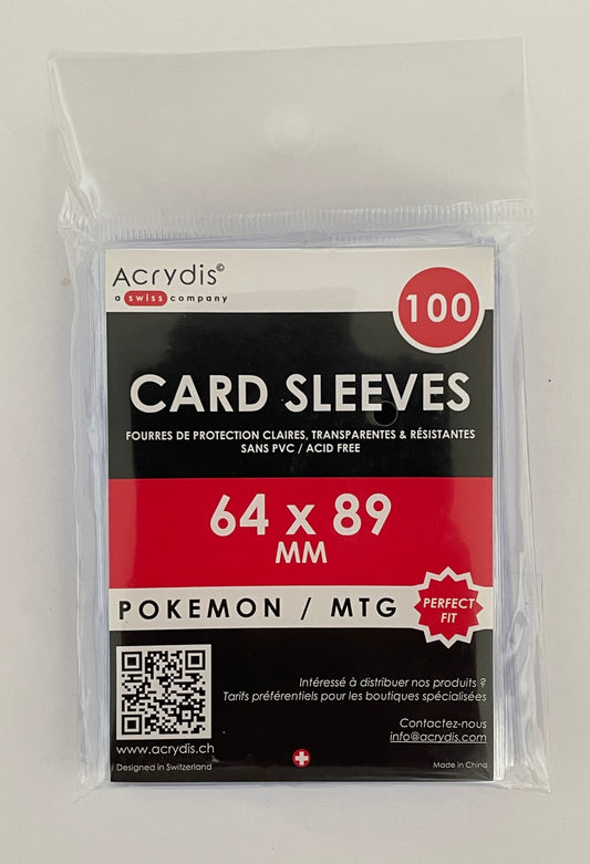 Packung mit 100x transparenten Hüllen 66x91mm für Standard-TCG-Karten (perfekte Passform für Sportkarten)