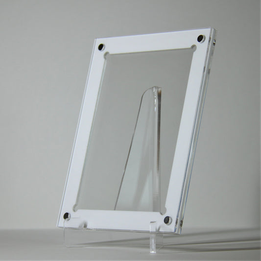 Acrylic Protector/Frame (White) with Magnets for 1 Standard Trading Card - UV Protection